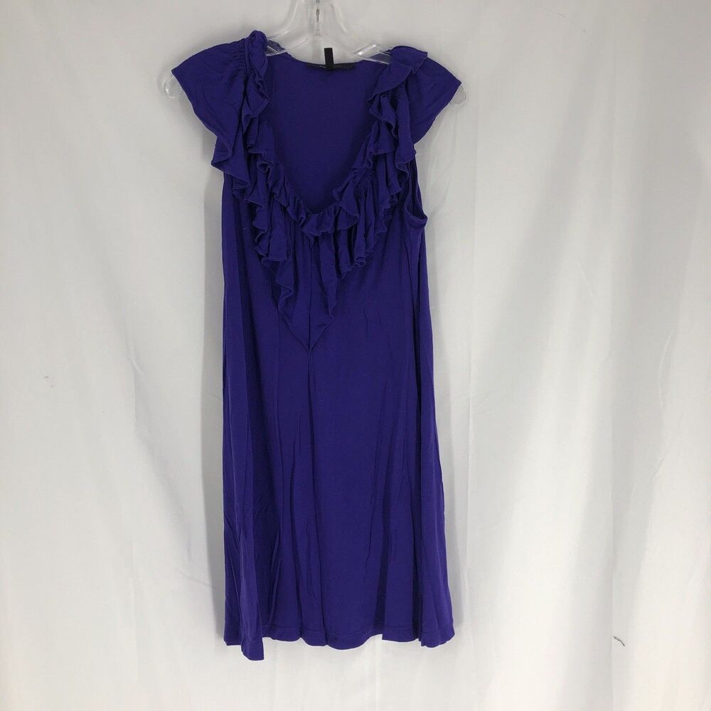 BCBG MAX AZRIA Ruffled Scoop Neck Knit Dress Ultramarine/Purple Size M